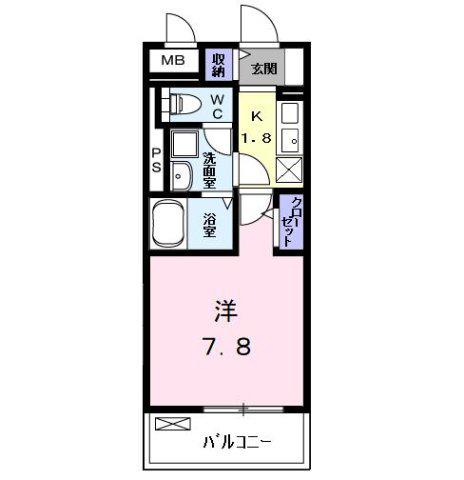 ハーモニーハイツ高畑(1K/3階)の間取り写真