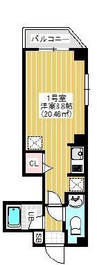 NY SQUARE FUNABASHI(1K/2階)の間取り写真