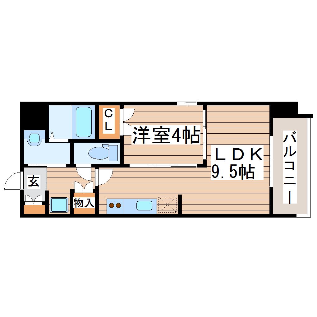 HF仙台長町レジデンス(1LDK/3階)の間取り写真
