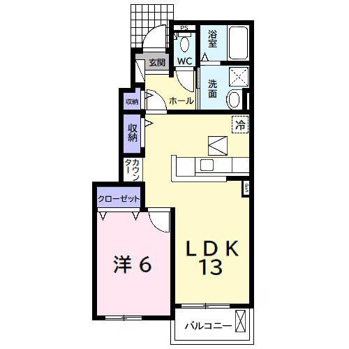 コッティ I(1LDK/1階)の間取り写真