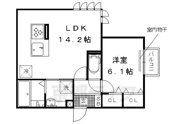 クロスロード(1LDK/1階)の間取り写真