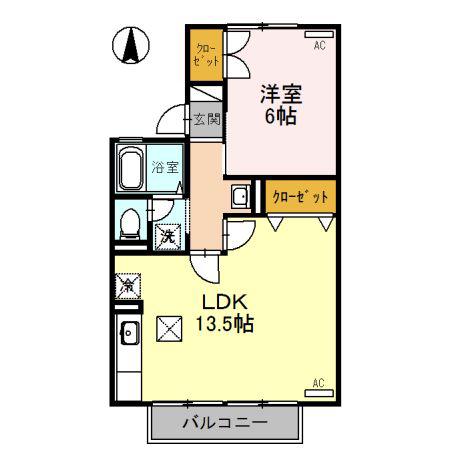 セジュール経堂A棟(1LDK/1階)の間取り写真