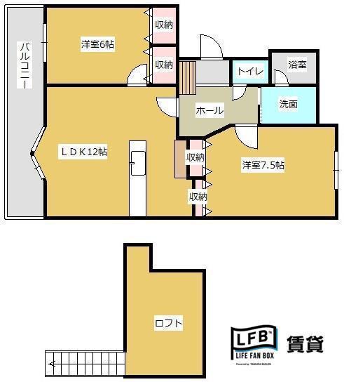 レイブリック東水町(2LDK/3階)の間取り写真
