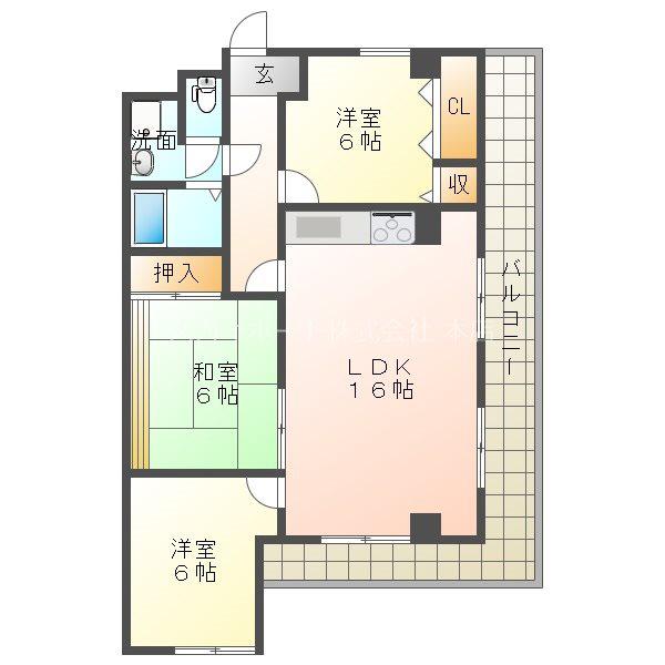 ドエル飛鳥(3LDK/6階)の間取り写真