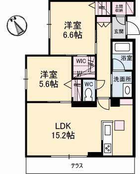 リルーエ(2LDK/1階)の間取り写真