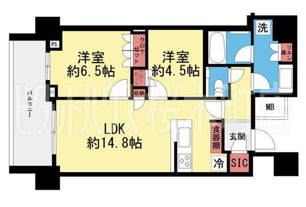 ザタワー横浜北仲(2LDK/10階)の間取り写真
