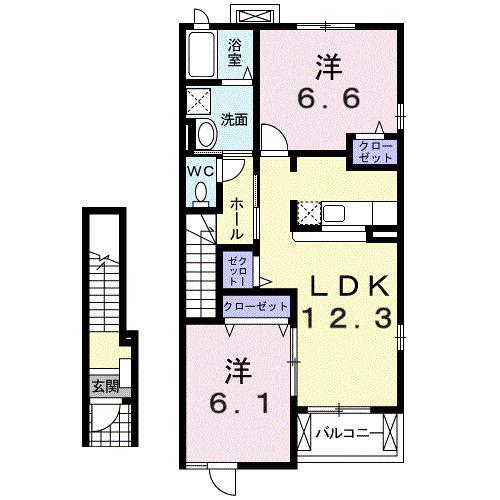 クラール白山(2LDK/2階)の間取り写真