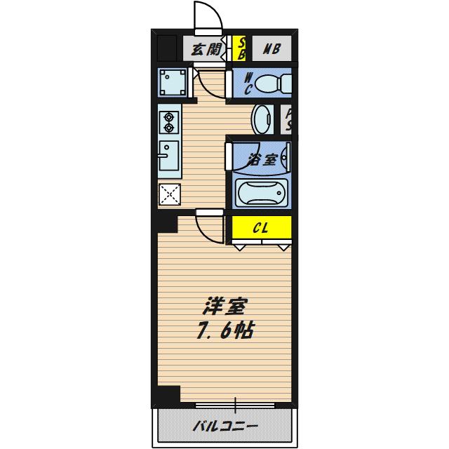 クレール鶴見(1K/4階)の間取り写真