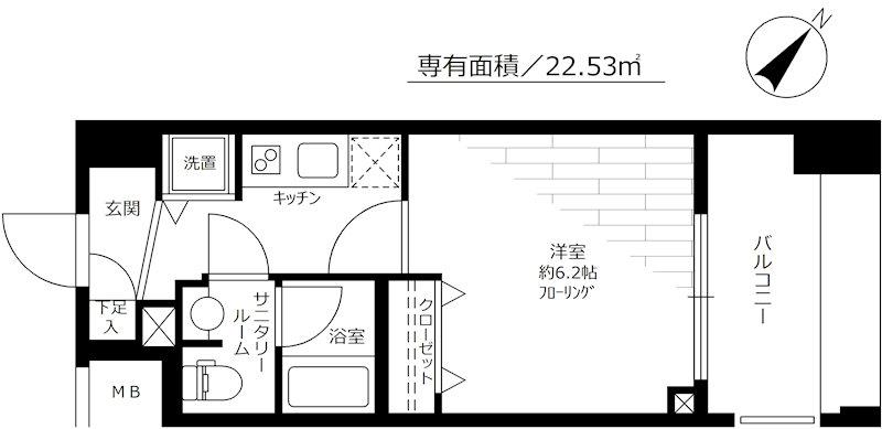 ガーラ・プレシャス横濱関内(1K/7階)の間取り写真