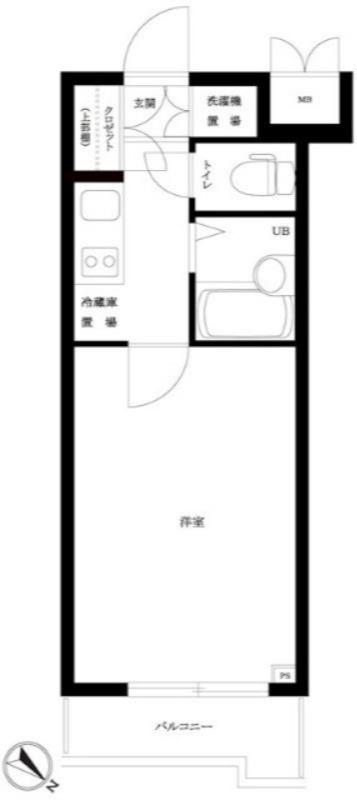 ルーブル恵比寿サウスガーデン(1K/2階)の間取り写真