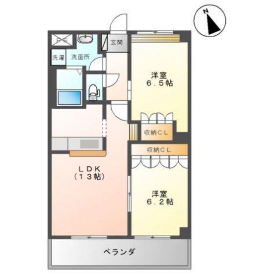 富山地鉄不二越上滝 南富山駅 徒歩11分 3階建 築17年(2LDK/3階)の間取り写真