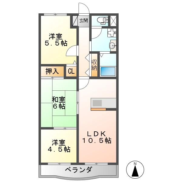 サニーコート(3LDK/2階)の間取り写真