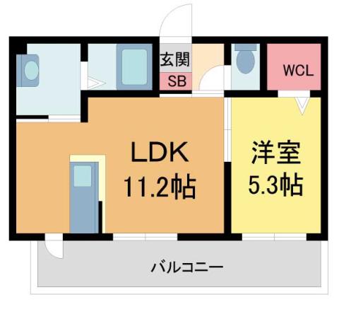 シャーメゾン口谷(1LDK/1階)の間取り写真