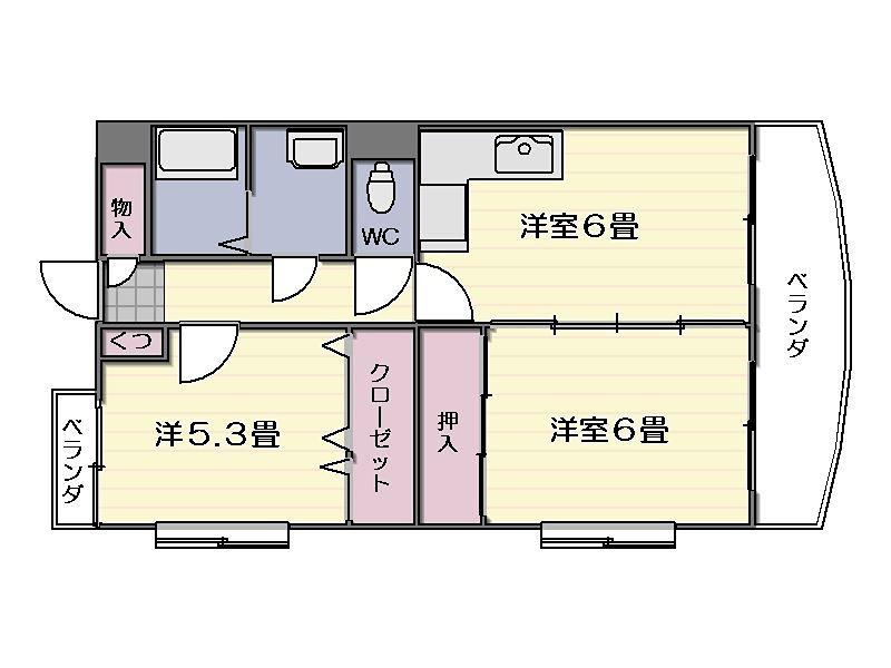 サンシャトー永吉II(2DK/1階)の間取り写真