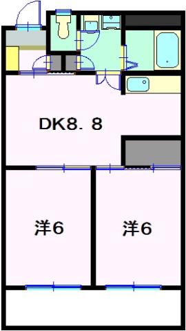 イーグルハイツ(2DK/2階)の間取り写真