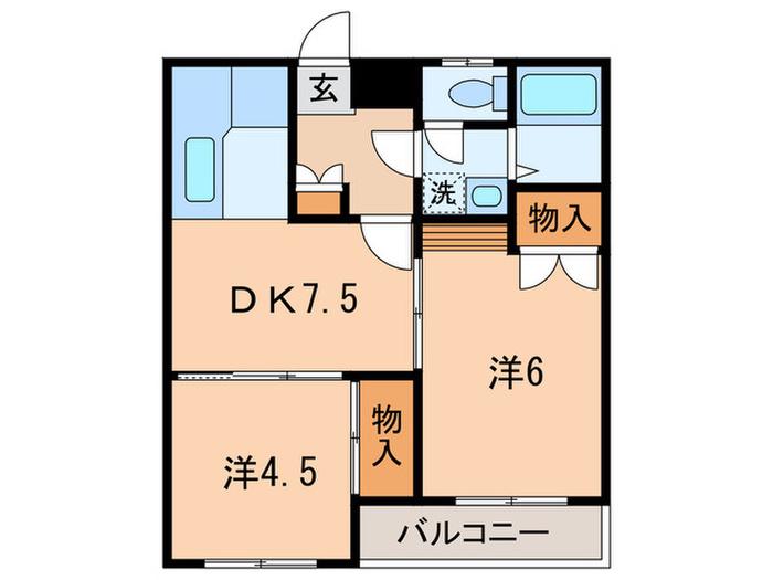 シャンポワール日吉(2DK/4階)の間取り写真