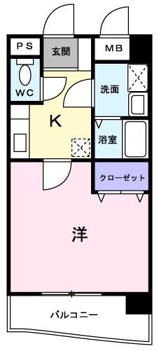グランスイート(1K/3階)の間取り写真