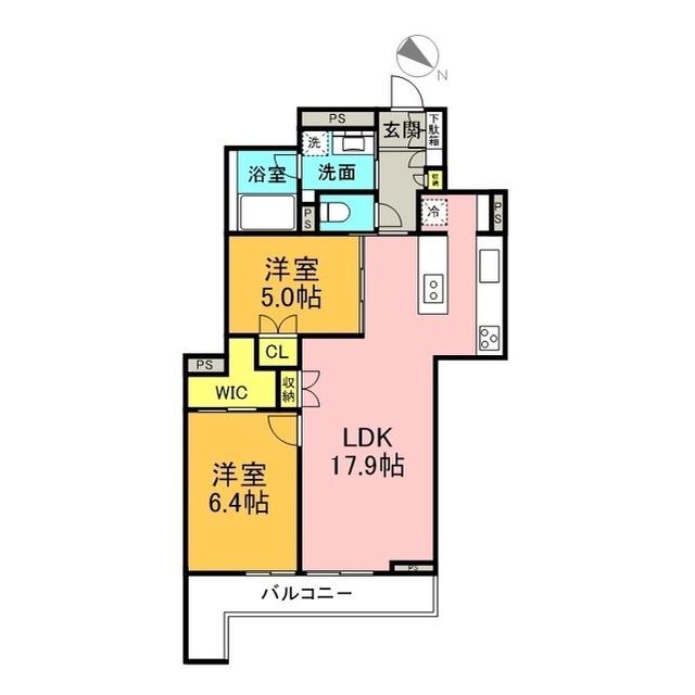 田島ビル(2LDK/3階)の間取り写真