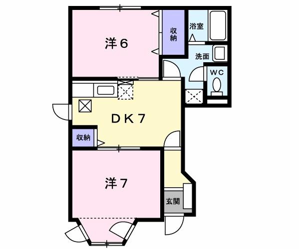 クレスト-ル夏澤A(2DK/1階)の間取り写真