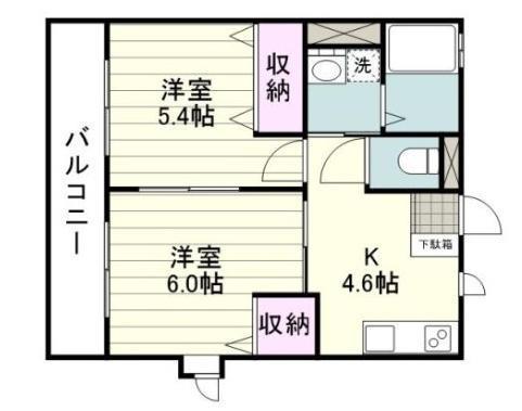 鹿児島市電谷山線 谷山駅(市電) 徒歩28分 2階建 築23年(2K/1階)の間取り写真