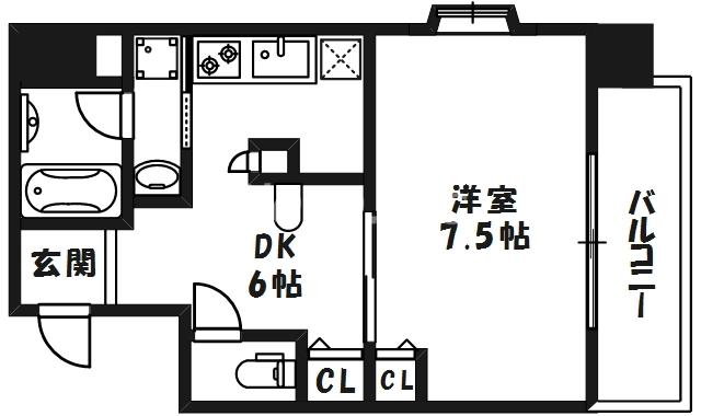 ラフィーネ天神(1DK/2階)の間取り写真