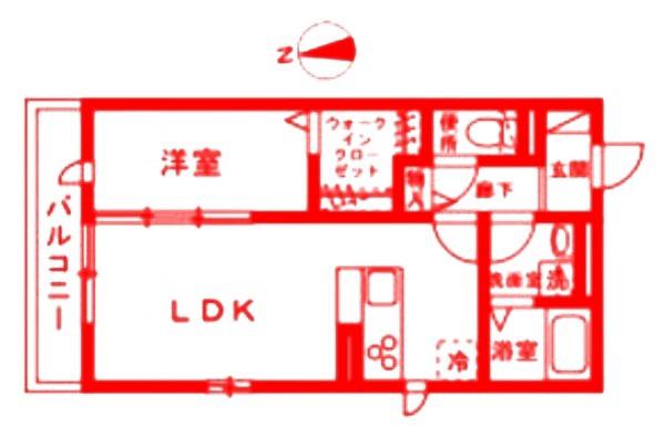 グレンブロッホ(1LDK/2階)の間取り写真