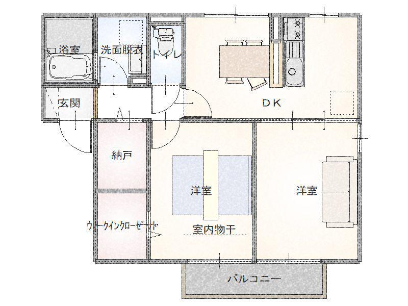 ソレールあけぼの台I(2DK/1階)の間取り写真