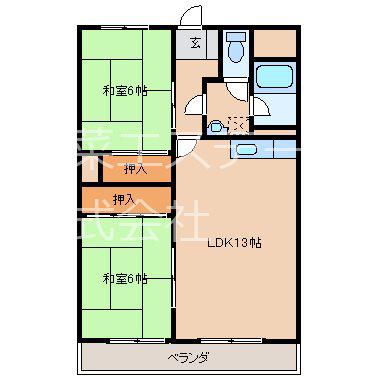 第2オーキッドビル(2LDK/4階)の間取り写真