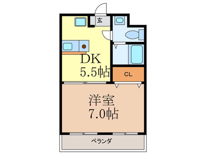 カサソルパティオA(1DK/1階)の間取り写真