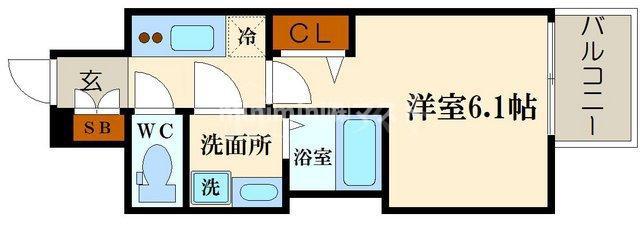 LC難波リオ(1K/6階)の間取り写真