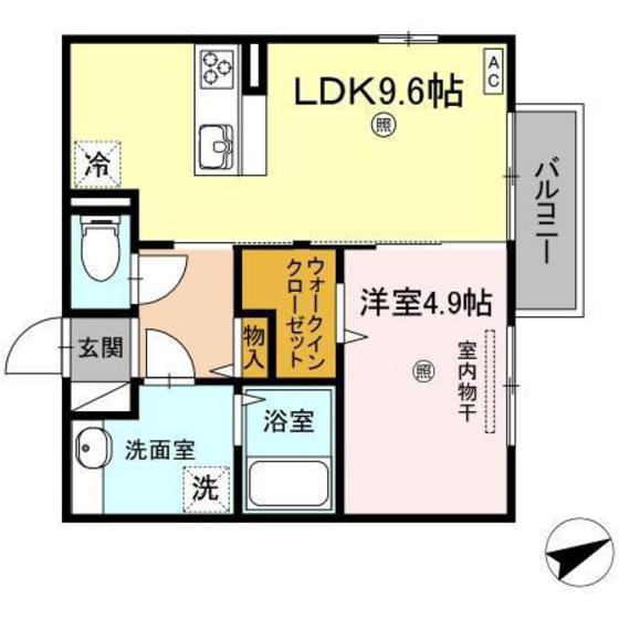 レセンテ安東(1LDK/2階)の間取り写真