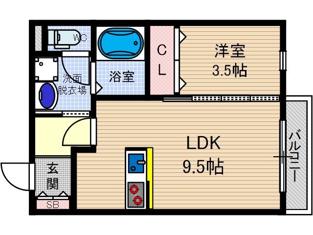 メゾン・ド・ユウ(1LDK/1階)の間取り写真