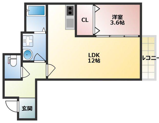 SUNMARK賀茂(1LDK/2階)の間取り写真