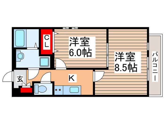 VILLAGE GLOBO(2K/2階)の間取り写真