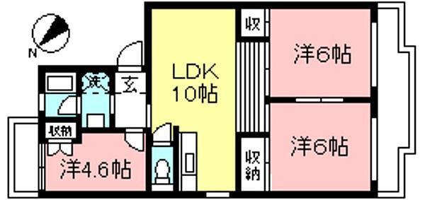 サンアムール(3LDK/1階)の間取り写真