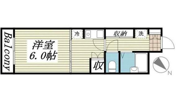 ロイヤルクレセント(1K/4階)の間取り写真