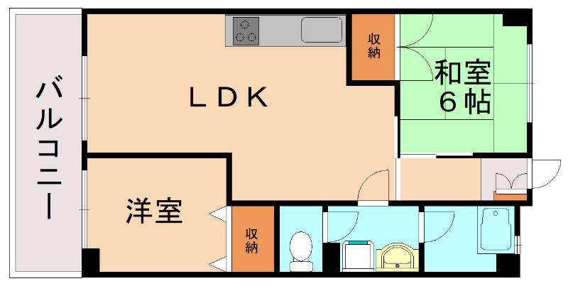 コンダクトヴィレッジ姪浜サウス(2LDK/4階)の間取り写真