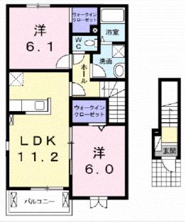 サニーヒル V(2LDK/2階)の間取り写真