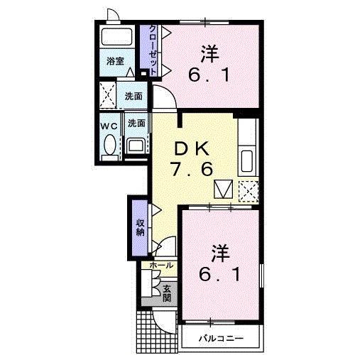 PALAZZO・K(2DK/1階)の間取り写真