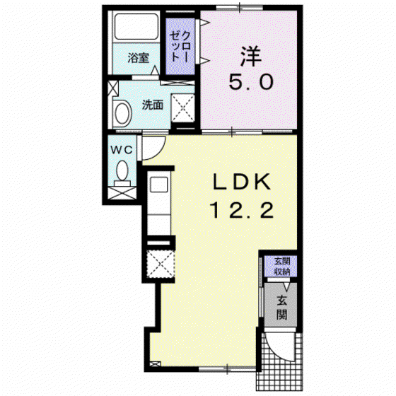 フルール(1LDK/1階)の間取り写真