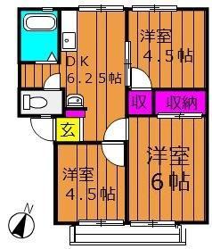 エスポワールヤマテ(3DK/2階)の間取り写真