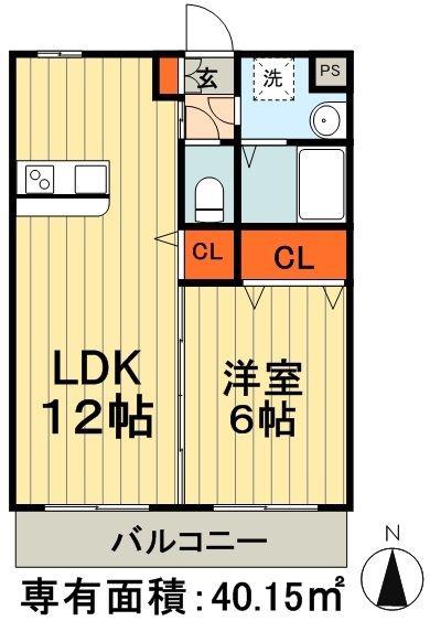 ドルチェスカイII(1LDK/2階)の間取り写真