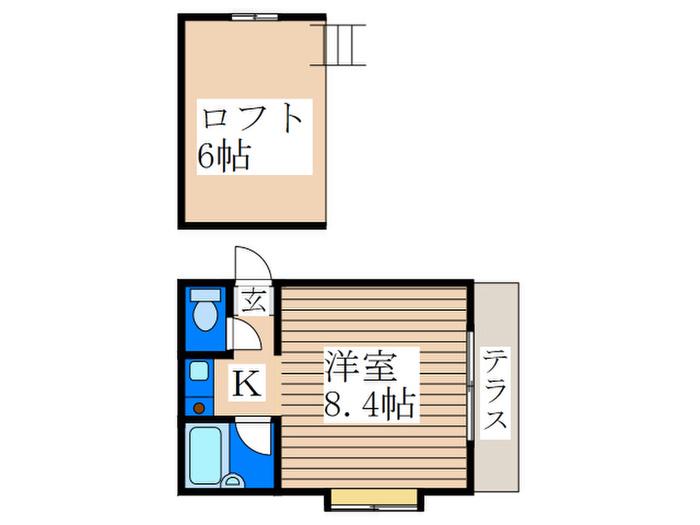 フラワーヒルあきる野(1K/1階)の間取り写真