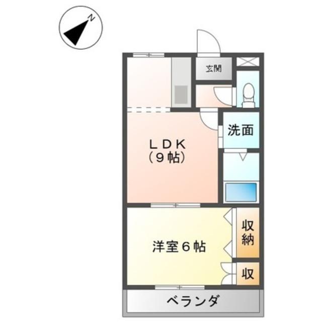 メープルタウン北野(1LDK/2階)の間取り写真