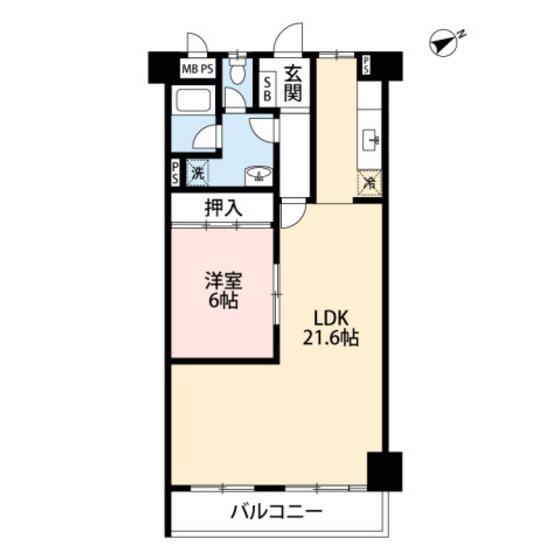 トーカンマンション大橋(1LDK/2階)の間取り写真