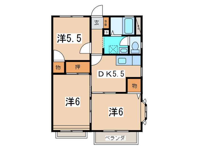 アミーゴ湘南(3DK/2階)の間取り写真