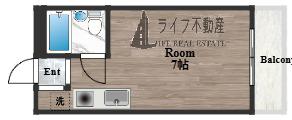 ライラック小阪(ワンルーム/6階)の間取り写真