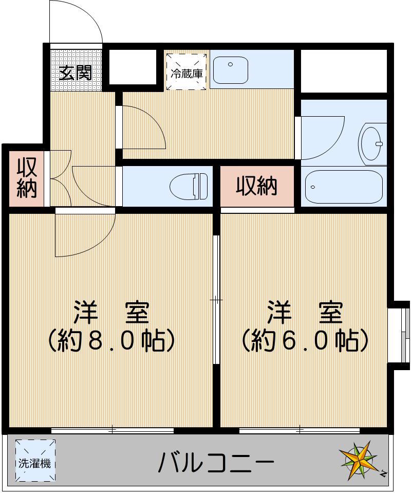 ラネージュ小石川(2K/3階)の間取り写真