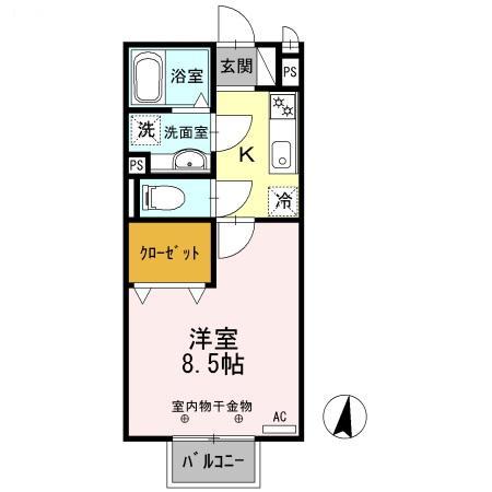 サニーコート丸領B(1K/2階)の間取り写真