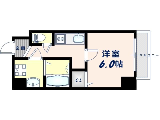 グランパシフィック松虫通(1K/8階)の間取り写真